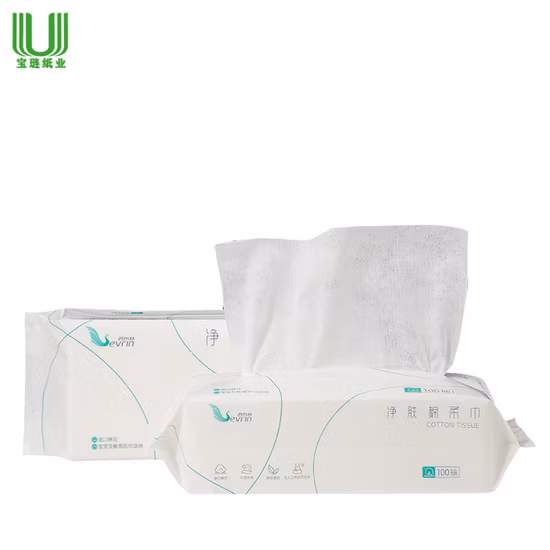 Lenço de papel branco de toalha de limpeza facial macia de algodão